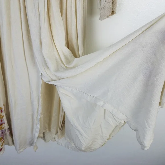 Free People Fay Glow Embroidered Boho Peasant Midi Dress in Cream Size Small - Picture 5 of 14